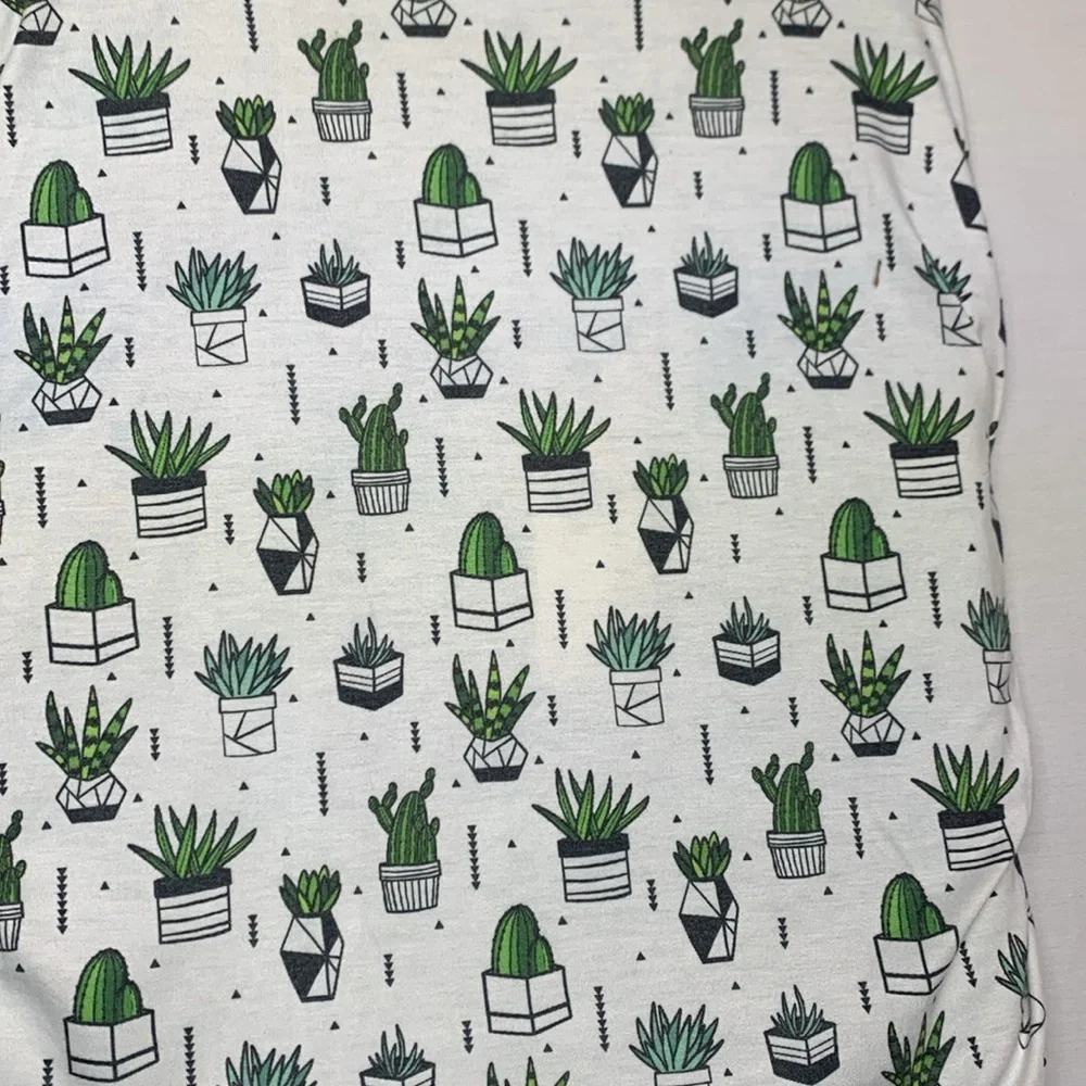 Copper Pearl Green and White Succulent Print Bassinet Sheet Bedding